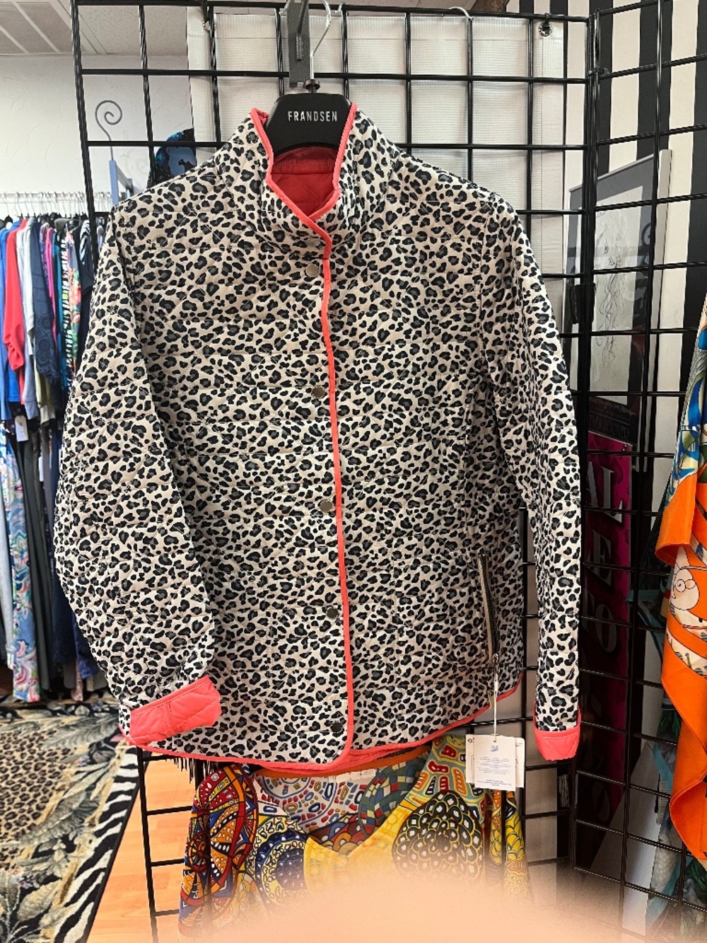 Frandsen Reversible Leopard/Tangerine Quilted Jacket